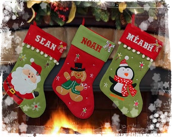 Personalised Deluxe Family Christmas Stockings | Printed Felt Stocking with Name | Luxury Christmas Decoration | Children Holiday Stockings