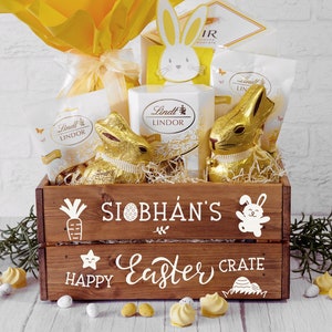 Personalised Happy Easter Crate | Easter Bunny Gift Ideas | Easter Fun for Kids | Easter Egg Wood Box | Easter Bunny Present | Cracking Gift