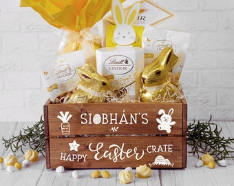 Personalised Happy Easter Crate | Easter Bunny Gift Ideas | Easter Fun for Kids | Easter Egg Wood Box | Easter Bunny Present | Cracking Gift