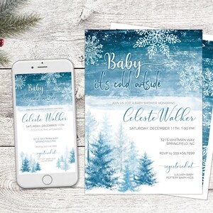 Baby It&#39;s Cold Outside Baby Shower Invitation - Winter Baby Shower Invitation | Editable Baby Shower Invitation | Baby Shower Template