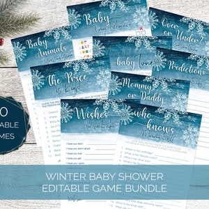 Baby It&#39;s Cold Outside Winter Baby Shower Game Bundle - Winter Baby Shower Games | Editable Baby Shower Templates | Baby Shower Games