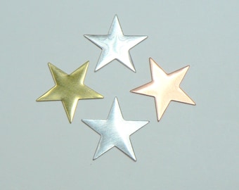 20mm Star Shaped Blanks Sterling Silver, Brass, Copper or Aluminum. Jewellery, Enamelling, Crafting