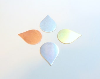 22 mm -30 mm Teardrop Shaped Blanks Sterling Silver, Brass, Copper or Aluminum. Jewellery, Enamelling, Crafting