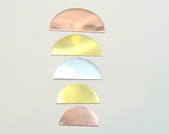 19mm - 9.5mm Half Circle Shaped blank metal blanks for stamping engraving metalwork jewellery making