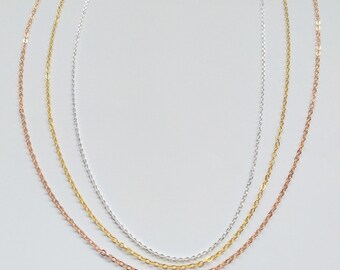 Fine curb Necklace. 16/18/20 Inches. Steel, Silver, Gold, Rose Gold, Available in Plated, Filled, Solid Gold.