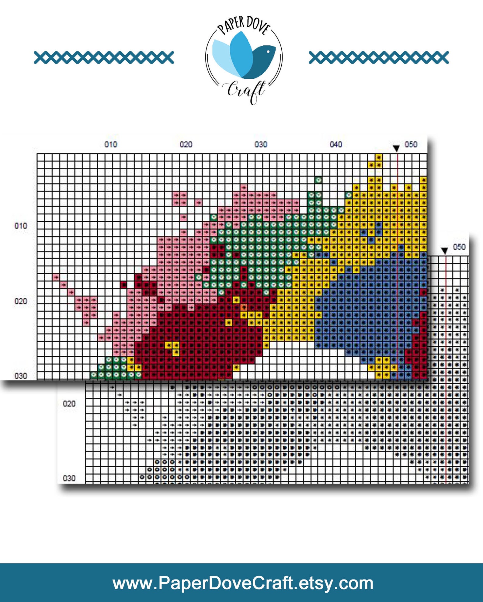 Heart Cross Stitch Pattern Watercolor Cross Stitch Pattern Etsy