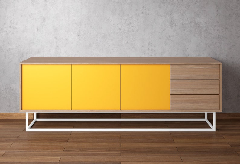 Modern Sideboard Natural Oak Yellow Etsy