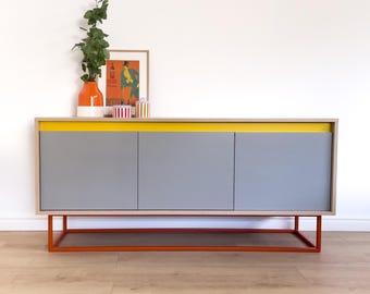Modern oak, yellow and gray sideboard – Stylish & functional storage