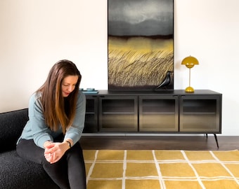 Sleek black wood and glass sideboard – Modern & sophisticated
