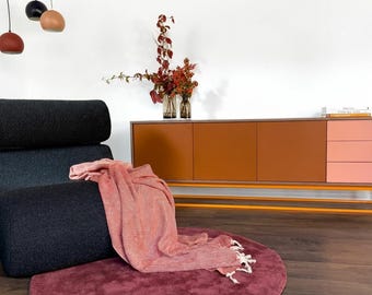 Modern Brown, Nude and Walnut Sideboard, Mid Century Modern Credenza, Media Cabinet