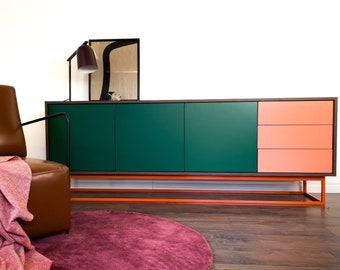 Modern sideboard - nude, green, walnut