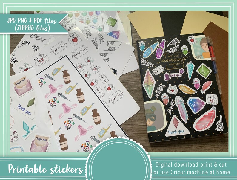 PRINTABLE STICKERS 20 Sheets Bulk Sheets Bundle Gift for Etsy