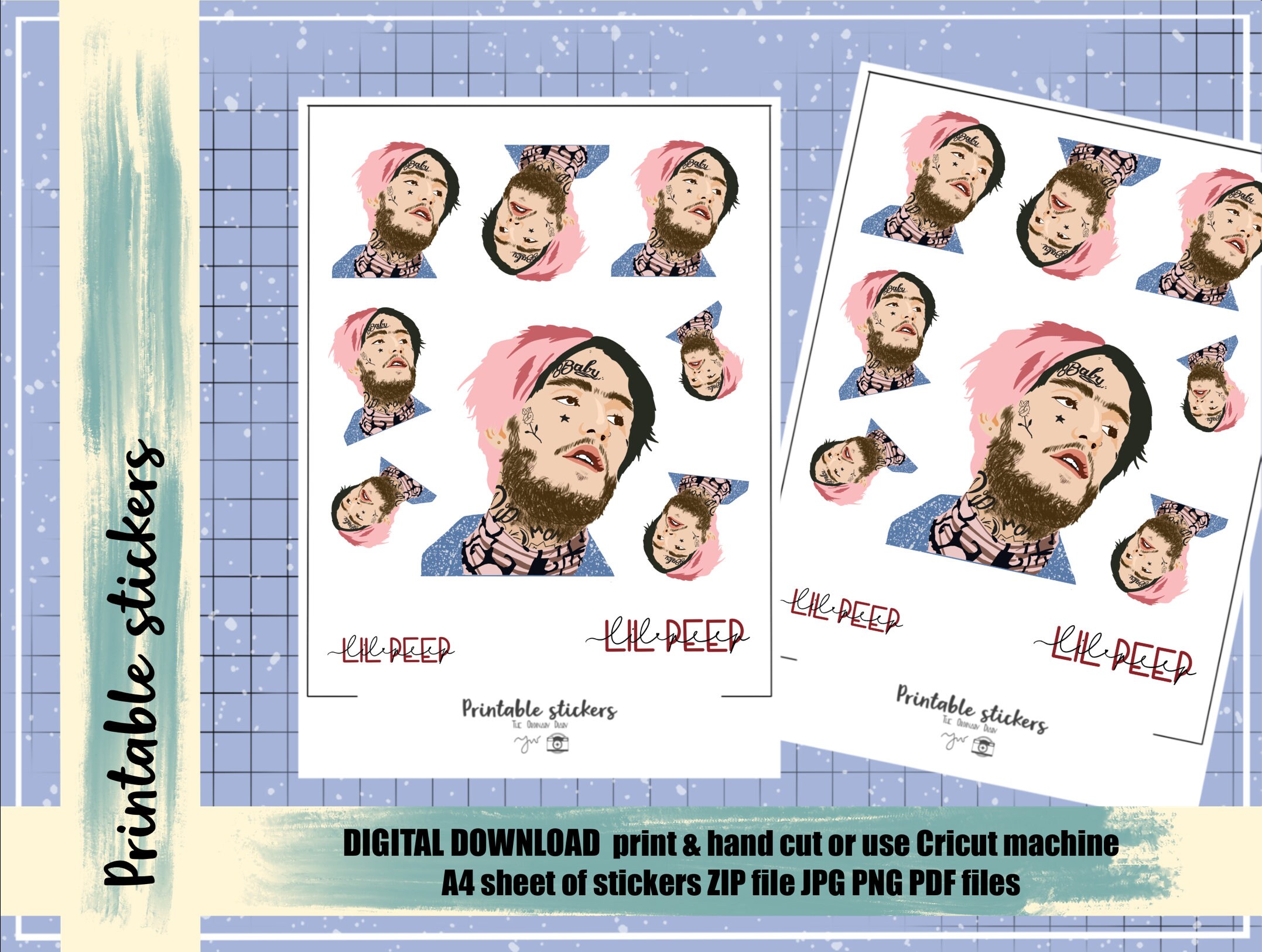Lil Peep Printable Stickers PNG Jpg PDF Sticker Sheet | Etsy