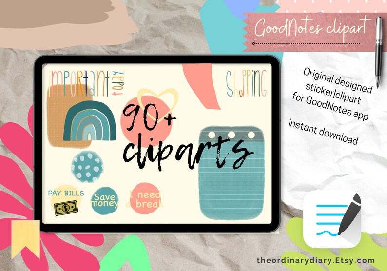 Goodnotes Stickers 002 Goodnotes Clipart Stickers Aesthetic Etsy