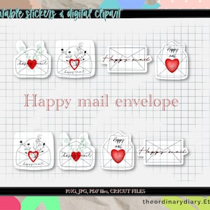 Happy mail envelope autocollants IMPRIMABLES, Happy mail imprimable bundle, feuille dautocollants, autocollants de journal de scrapbooking planner, propriétaire de petite entreprise image 1