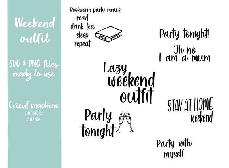 Weekend SVG, svg file, png file, lazy weekend svg, bodysuit svg, baby tee svg, svg files for Cricut, stay home svg, bookworm svg , lazy svg, image 4