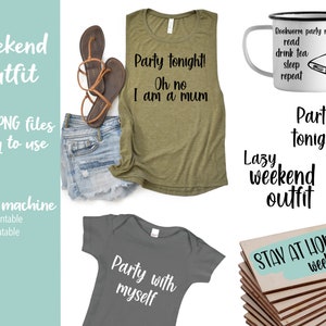 Weekend SVG, svg file, png file, lazy weekend svg, bodysuit svg, baby tee svg, svg files for Cricut, stay home svg, bookworm svg , lazy svg, image 5