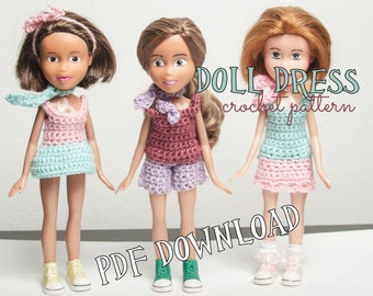 Bratz doll outfit Crochet PATTERN, patterns for Bratz dolls clothes, patterns for Blythe doll clothes,