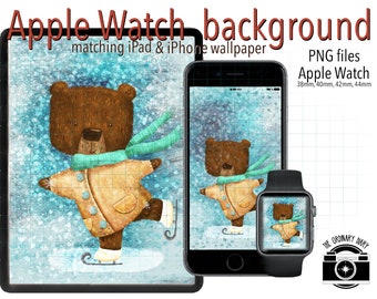 Apple Watch wallpaper, Watch background, Winter bear Apple Watch background, Apple Watch face, Watch face, Apple Watch design