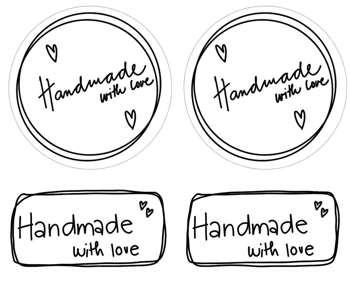 Handmade with love printable stickers sticker sheet handcut | Etsy