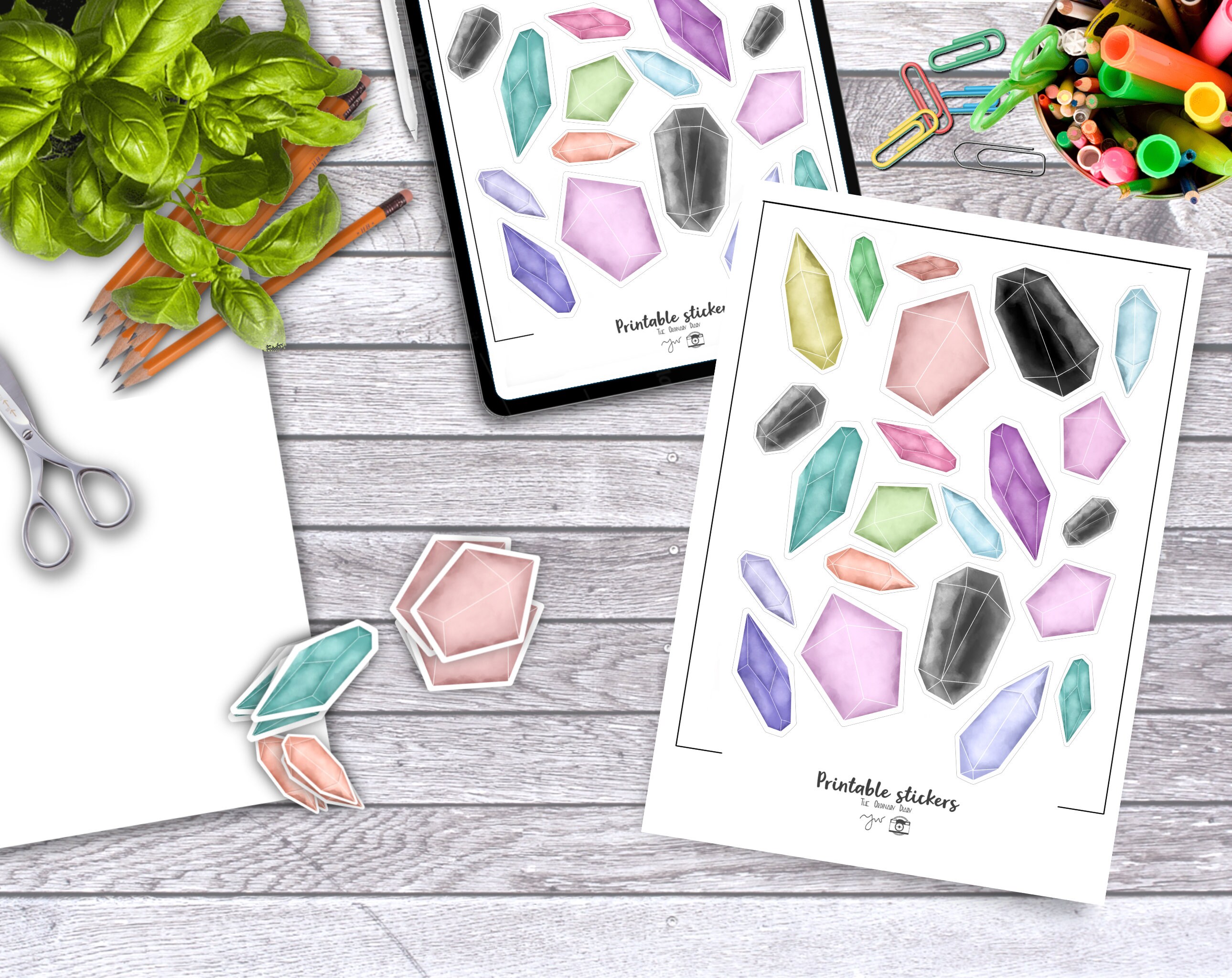 Crystals PRINTABLE Stickers Printable Bundle Sticker Sheet - Etsy