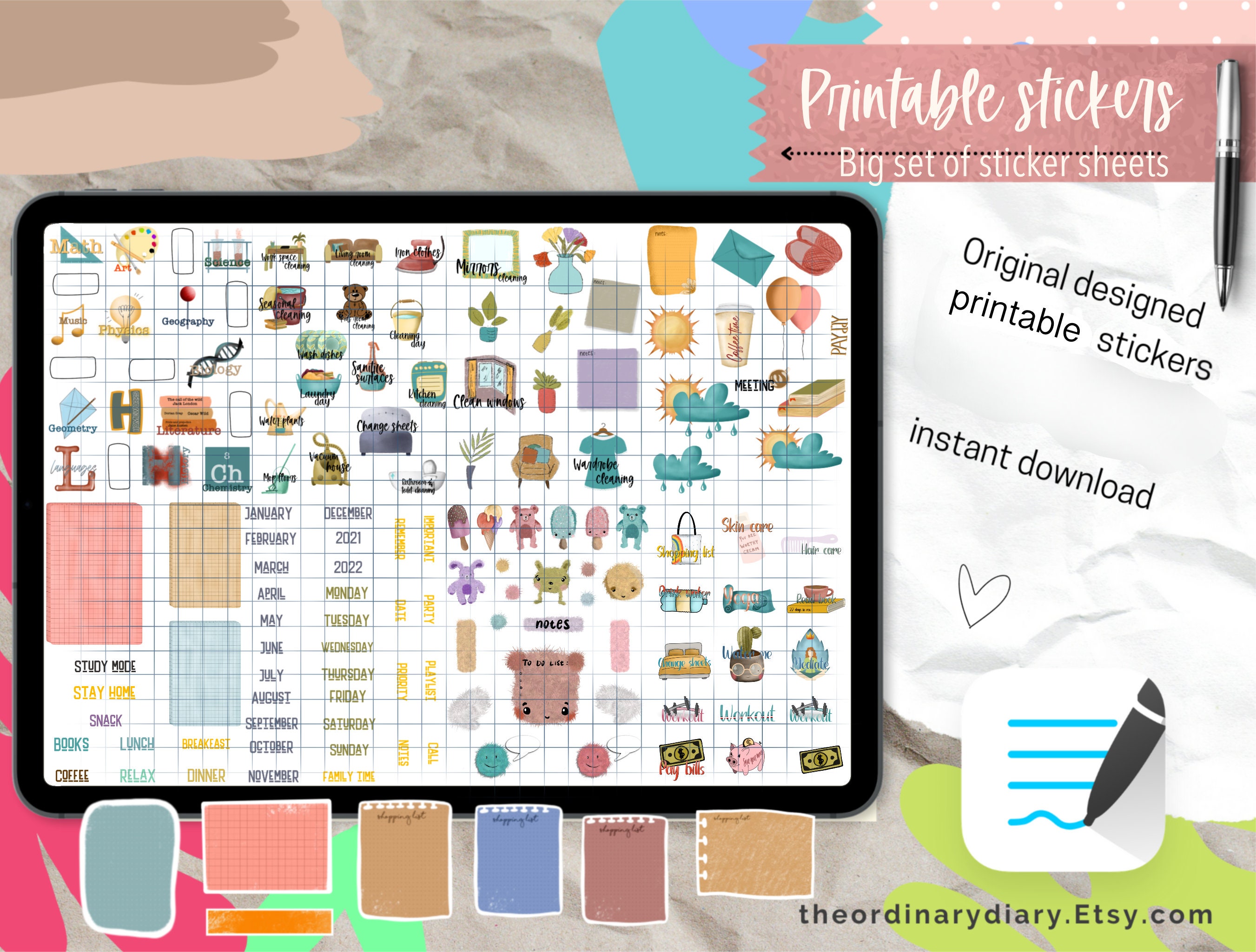 Planner STICKERS Bundle Printable Stickers Goodnote - Etsy