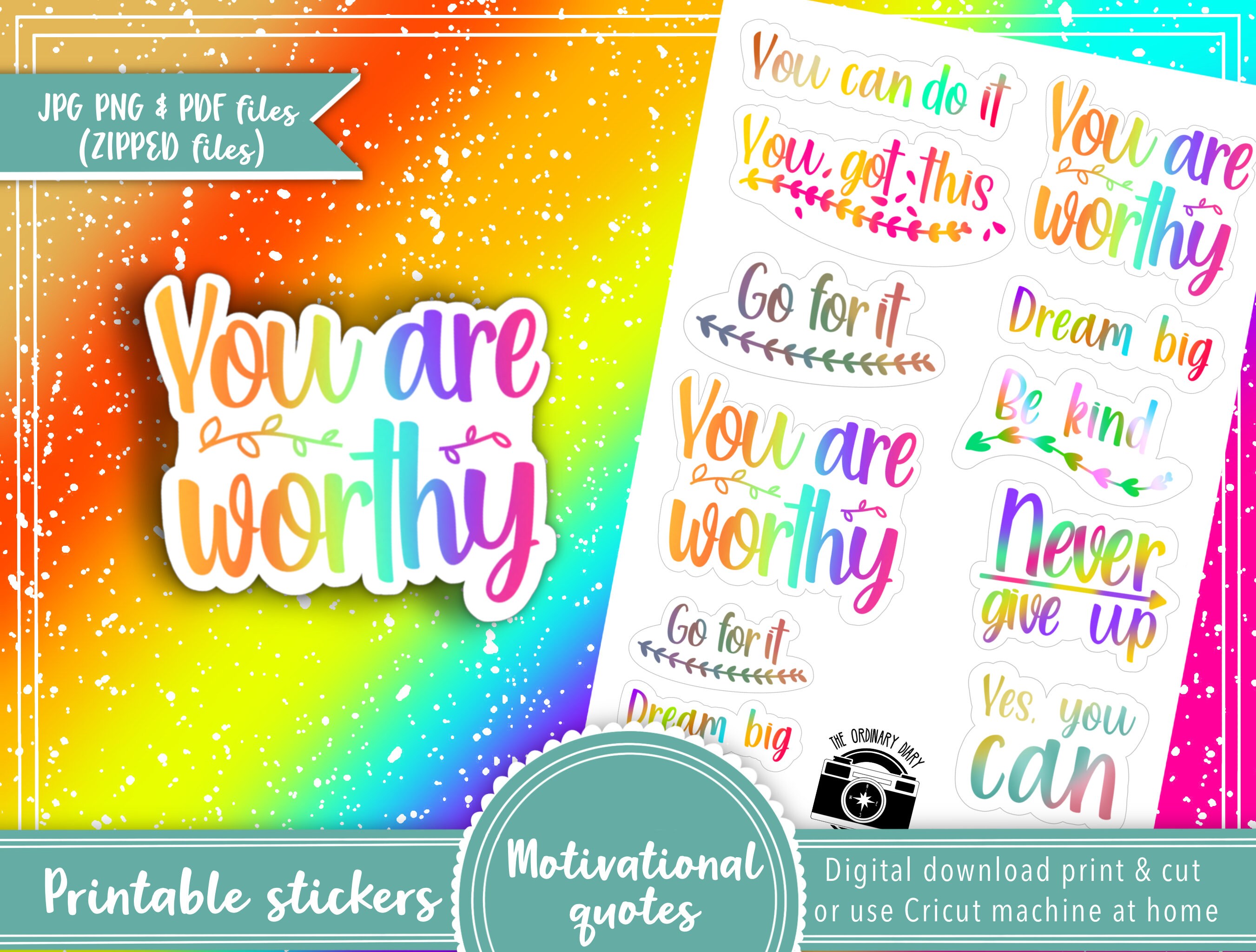 Motivierende Sprüche PRINTABLE BUNDLE, druckbare Sticker, Planer