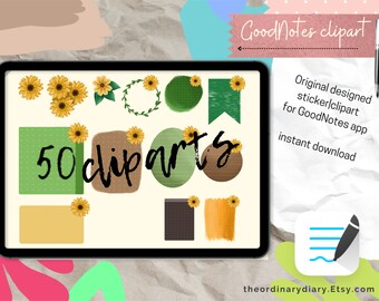 GoodNotes stickers 003| GoodNotes clipart| stickers aesthetic| digital sticker| for digital planners| sunflower theme stickers|