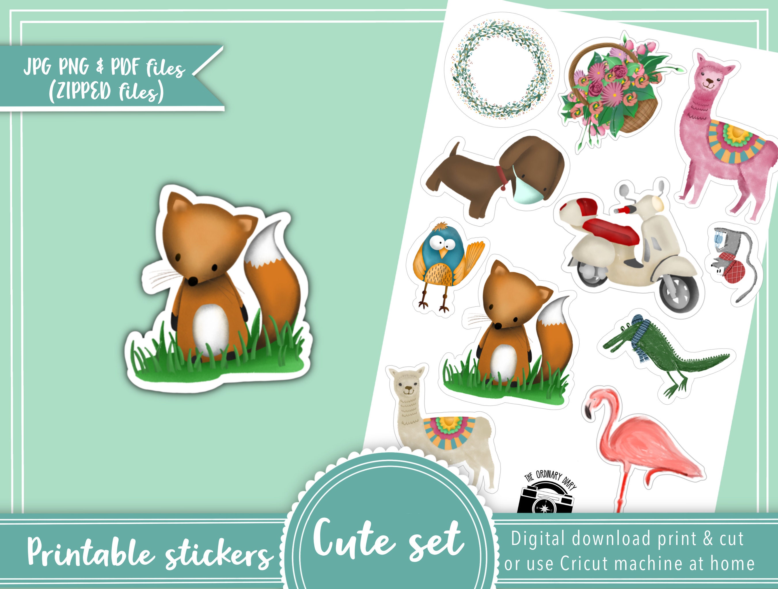 Cute Set, PRINTABLE STICKERS, Stickers Lover, Animals Stickers, Planner ...