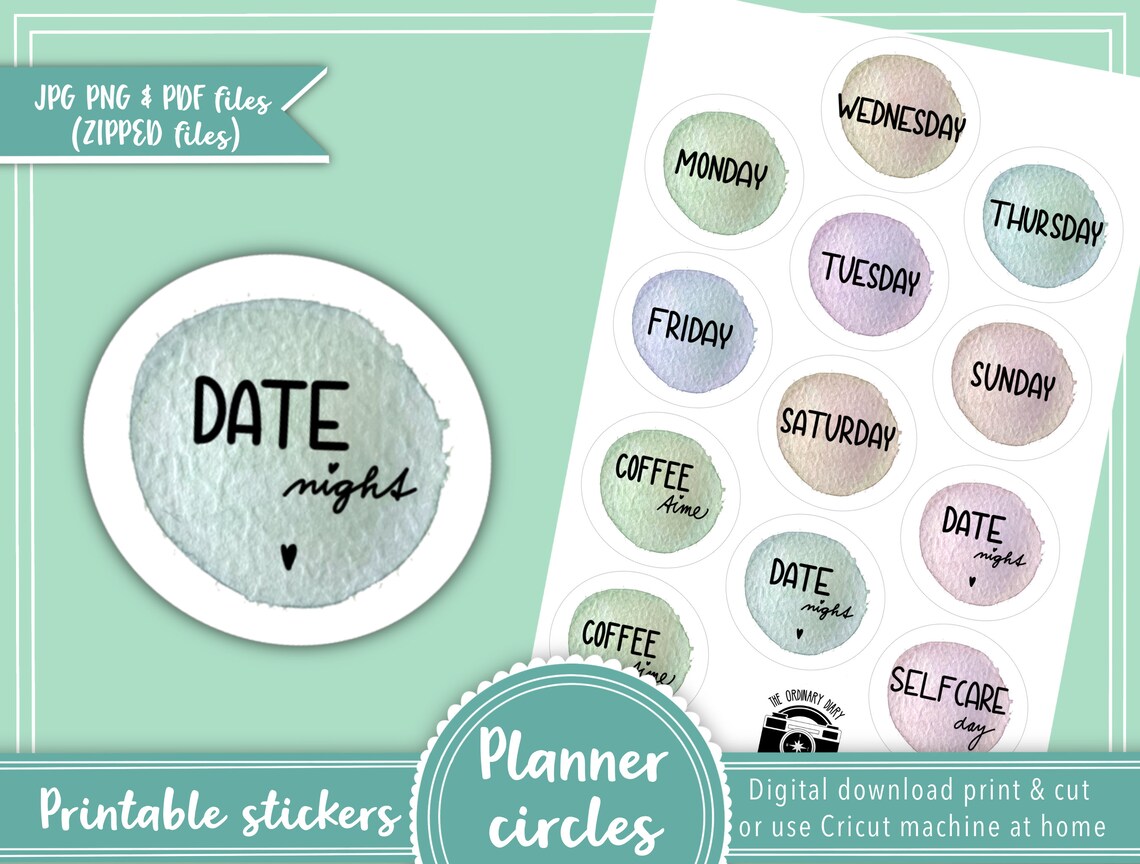 Planner circles PRINTABLE BUNDLE printable stickers planners | Etsy