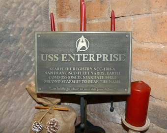 Star Trek uss Enterprise dedication plaque prop replica