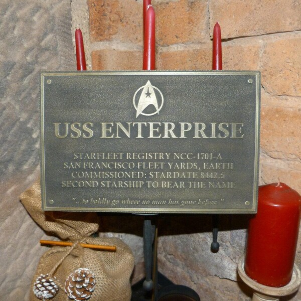 Star Trek uss Enterprise dedication plaque prop replica