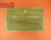 Star Trek uss Enterprise dedication plaque prop replica