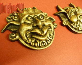 Labyrinth David Bowie Mouth Holding And Deaf Door Knocker Faces (Set Of Two) From Jim Henson's Labyrinth.Gold