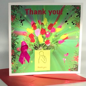 Makaton fleurs merci carte de voeux