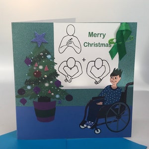 Carte de noël en fauteuil roulant Makaton garçon/homme
