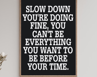 Impresión de letras de canciones, arte mural musical, decoración del hogar, Billy Joel Slow Down imprimible, descarga digital