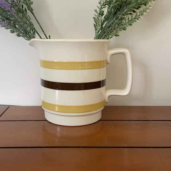 Carrigaline Striped pottery jug, larger size, striped, Ireland Cork, Irish serving jug, vintage kitchen decor