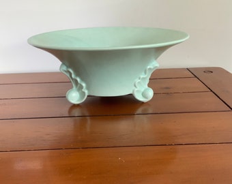 Royal Haeger vase, pastel mint color, decor, Art Deco style, bowl, ceramic planter, RG 58
