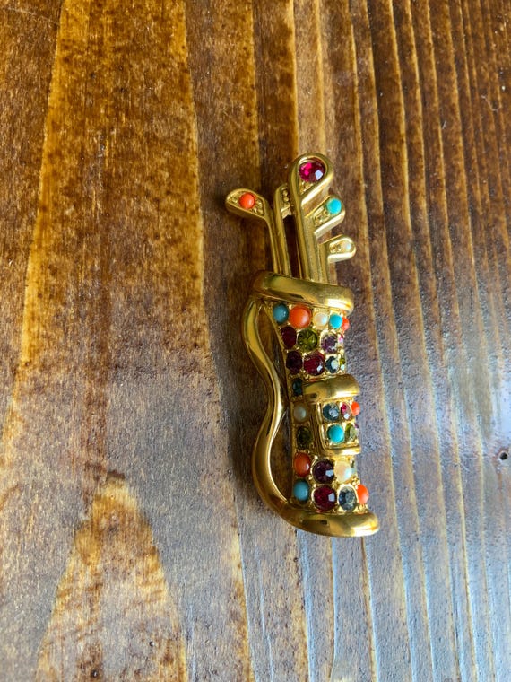 Vintage D’Orlan golf brooch, crystals, Buried  Treasures Collection