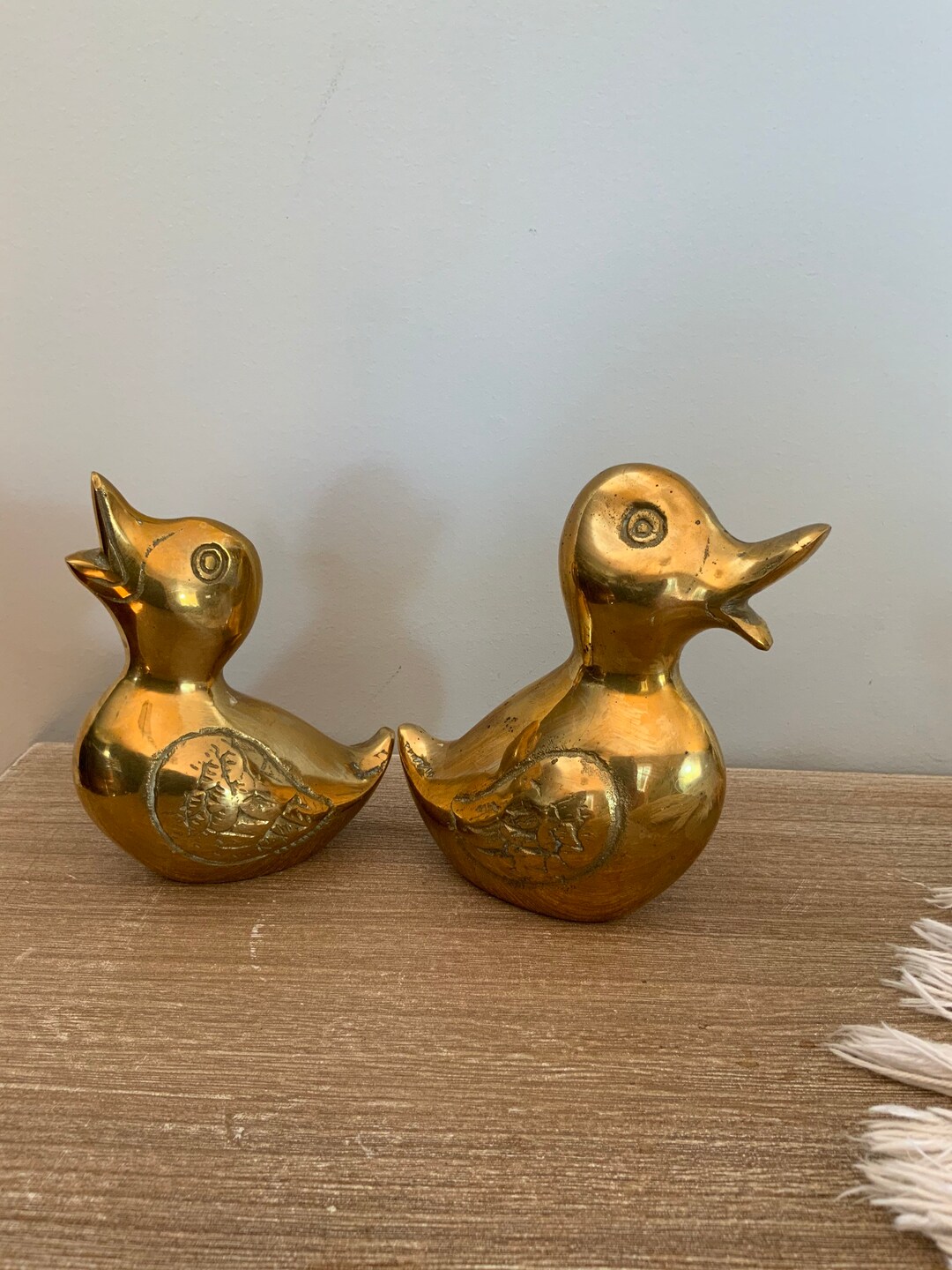 Vintage brass duck figurine pair cute shelf decor mid Etsy Nederland