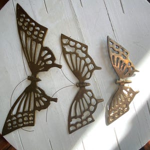Vintage Brass Butterfly Wall Decor Set - Boho MCM Style