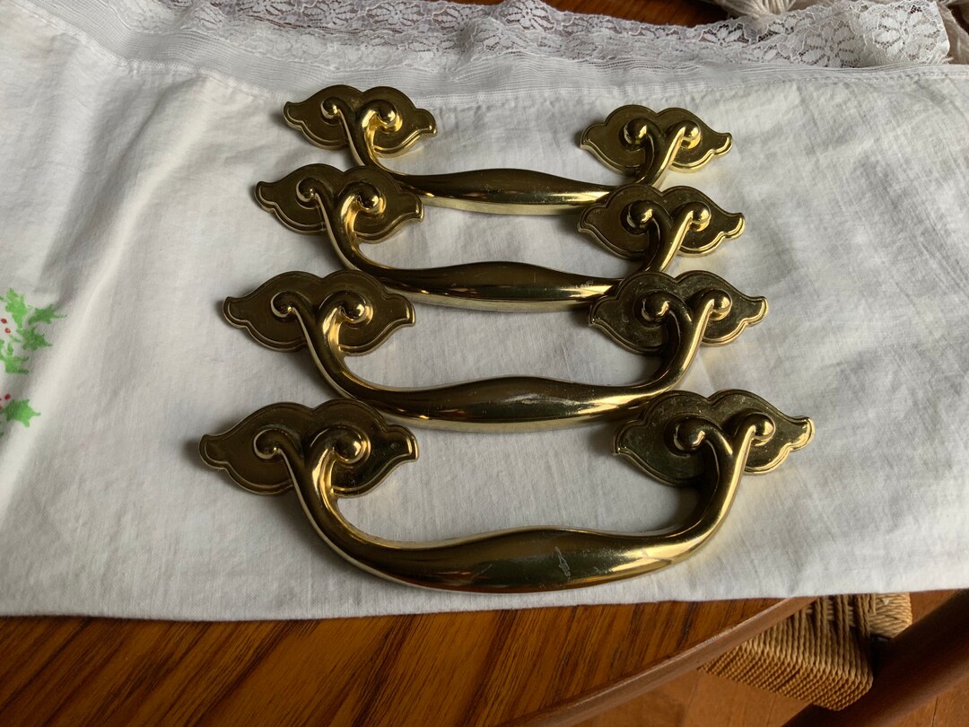 Vintage Mid Century Modern Brass Handles Dresser Handles Set Etsy