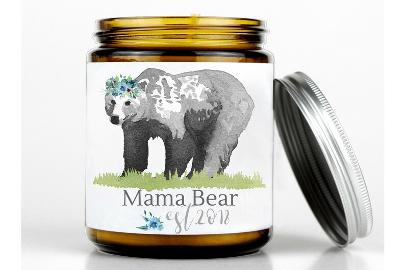 Personalized Beeswax Candle For Mom To Be Baby Shower Gift Est 2019 New Mom Gift Scented Aromatherapy Candles Mama Bear Candle Gift - 