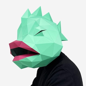 Fish Mask, Sea creature Paper Craft Template, DIY Printable Underwater Mask, Instant Pdf Download, 3D Low Poly Masks, Origami Mask, Gift