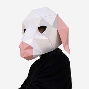 Modello di maschera di pecora di carta carina, maschera di agnello fai da te stampabile, download immediato di PDF, maschera low poly, costume da pecora, carina idea regalo fai da te per maschera di animale