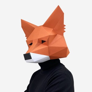 Modello di maschera Metamask Fox fai da te, carta artigianale per criptovaluta, maschera fai da te stampabile, download immediato di PDF, maschera 3D low poly, maschera crittografica