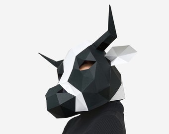 DIY Kuh Maske - DIY Handwerk für Kinder und Erwachsene, druckbare Cosplay Tiermaske, Bauernhof Tierkostüm, herunterladbare Kuh Maske, Halloween Handwerk