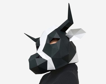 DIY Low Poly Kuh Maske: Papercraft Tierkopf Kostüm (Printable PDF Download)