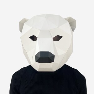 Polar Bear Mask, DIY Bear Costume, DIY Printable Animal Mask, Instant Pdf Download, 3D Low Poly ...